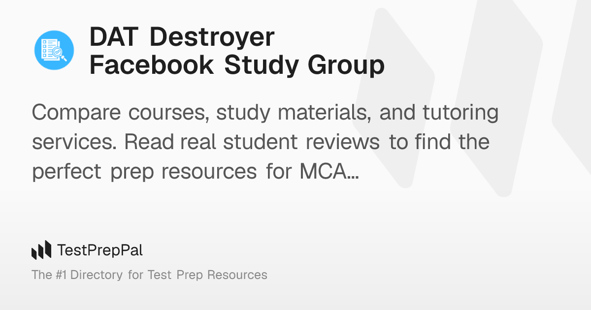 DAT Destroyer Facebook Study Group – TestPrepPal