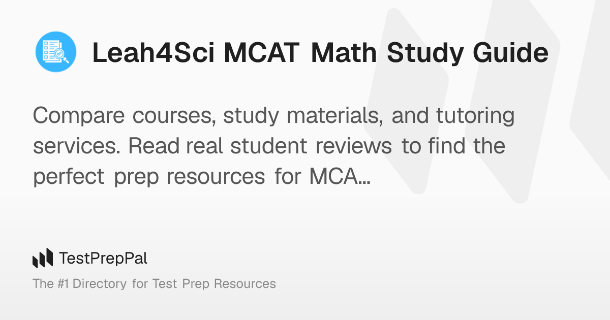 Leah4Sci MCAT Math Study Guide – TestPrepPal