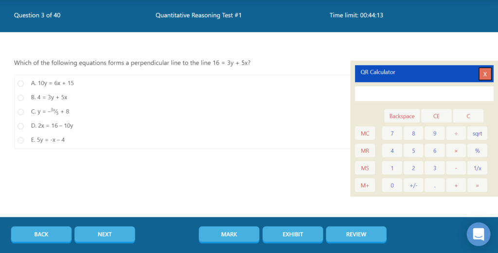 DAT Quantitative Reasoning Calculator