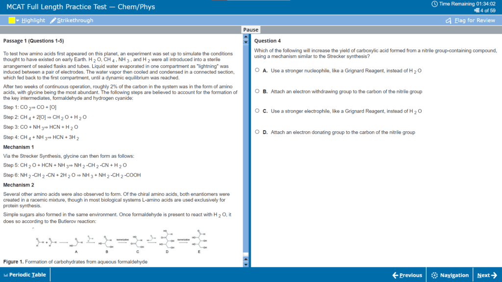 mcat half length practice test