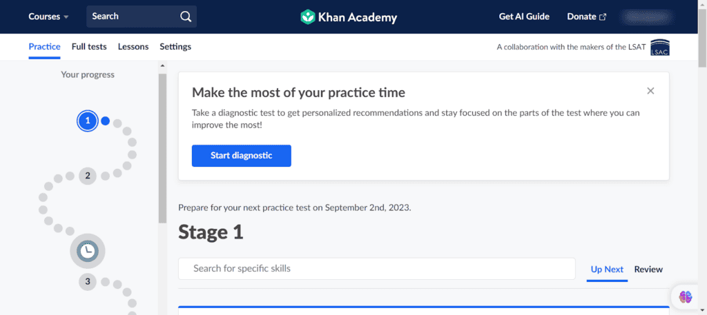 Khan Academy LSAT User Experience