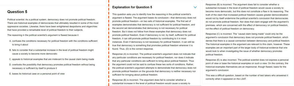 LSAT Logical Reasoning Sample Question