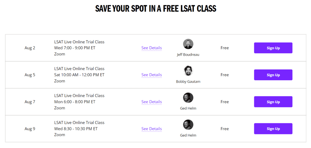 Kaplan LSAT Free Live Classes