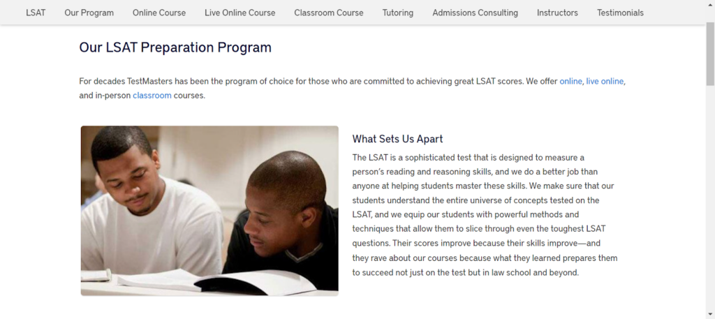 TestMasters LSAT Course Options