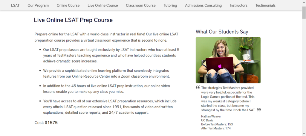 TestMasters LSAT Live Online Course