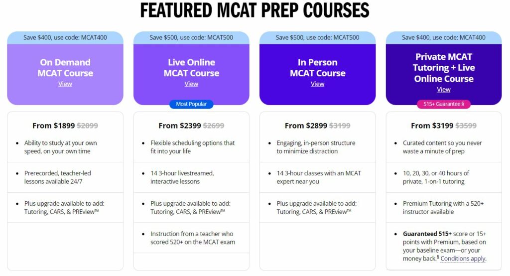 Kaplan MCAT Course Options